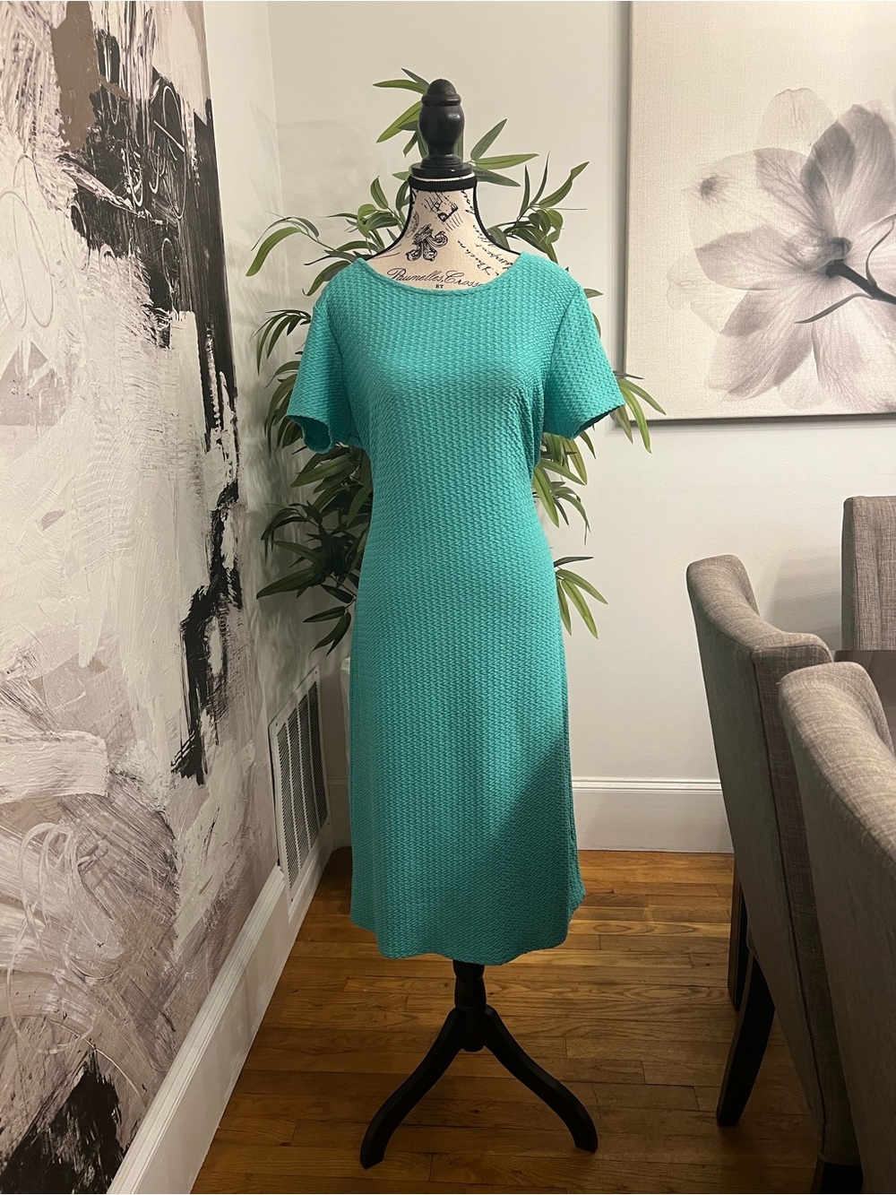 R&K Teal Textured Midi Dress